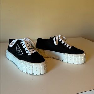 Prada Double Wheeled Low Top Sneakers